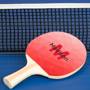 Pala De Ping Pong Patrón de malla geométrica de gradiente rojo Monog