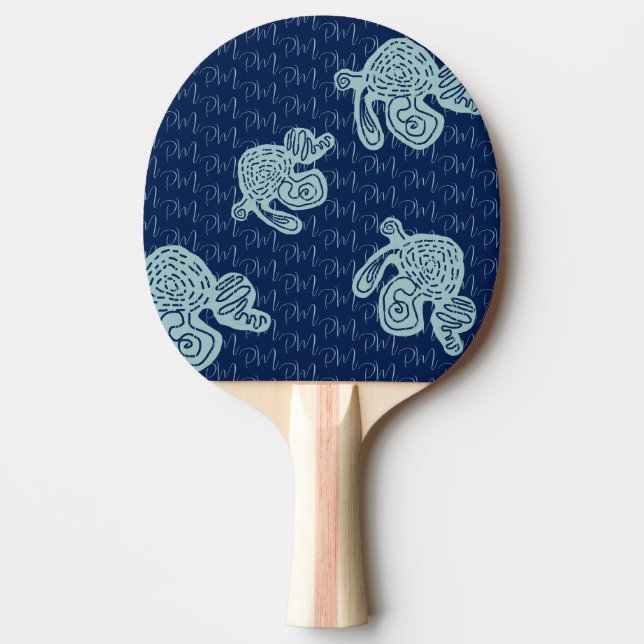 Pala De Ping Pong Patrón de monograma abstracto (Anverso)