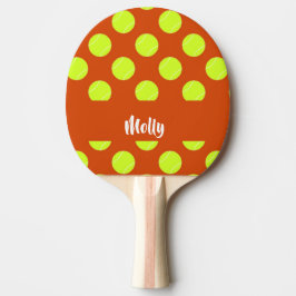 Pala De Ping Pong Patrón de naranja de pelota de tenis verde