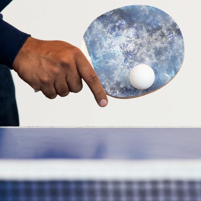 Pala De Ping Pong Patrón de Navidades azules texturados de hielo y n (in situ)