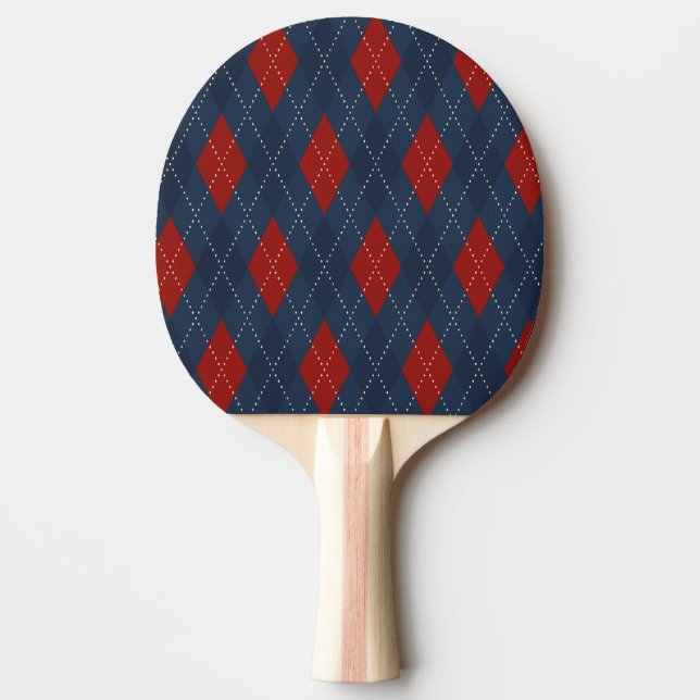 Pala De Ping Pong Patrón de Navidades Royal Blue Argyle (Anverso)