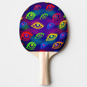 Pala De Ping Pong Patrón de ojos coloridos de neón de moda