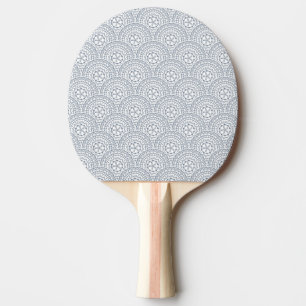Pala De Ping Pong Patrón de ondas de mandala azul sobre fondo blanco