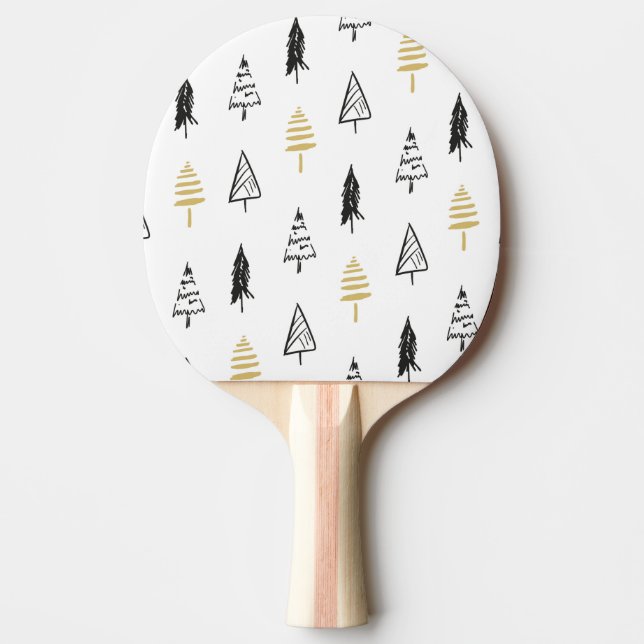 Pala De Ping Pong Patrón de oro negro del árbol de Navidad moderno (Anverso)