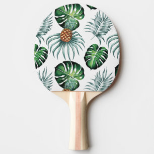 Pala De Ping Pong Patrón de palma de jungla de acuarela tropical de 