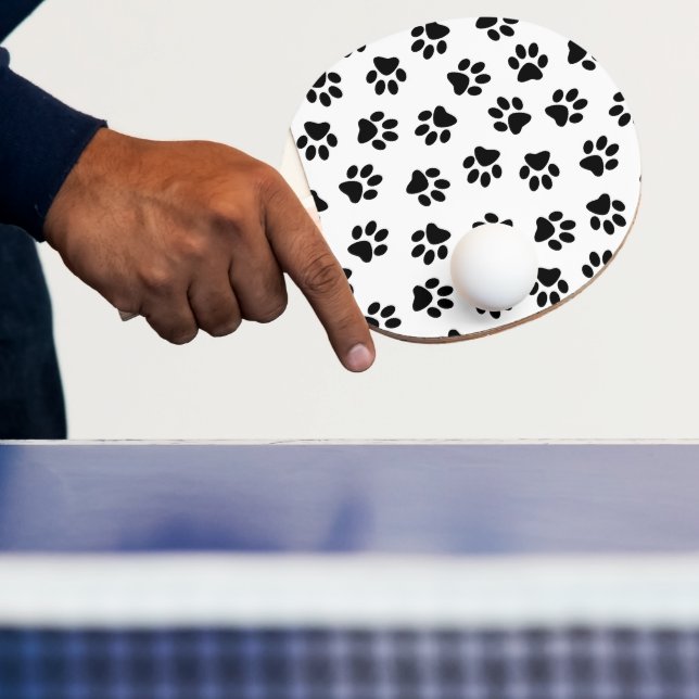 Pala De Ping Pong Patrón De Patas, Patas De Perro, Patas Negras (in situ)