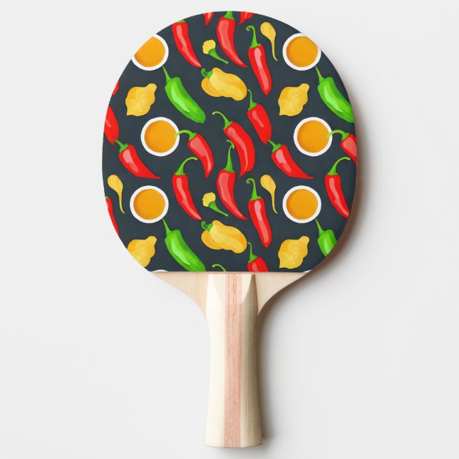 Pala De Ping Pong Patrón de Peppers de Chili Caliente (Anverso)