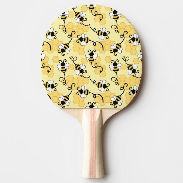 Pala De Ping Pong Patrón de pequeñas abejas. (Anverso)