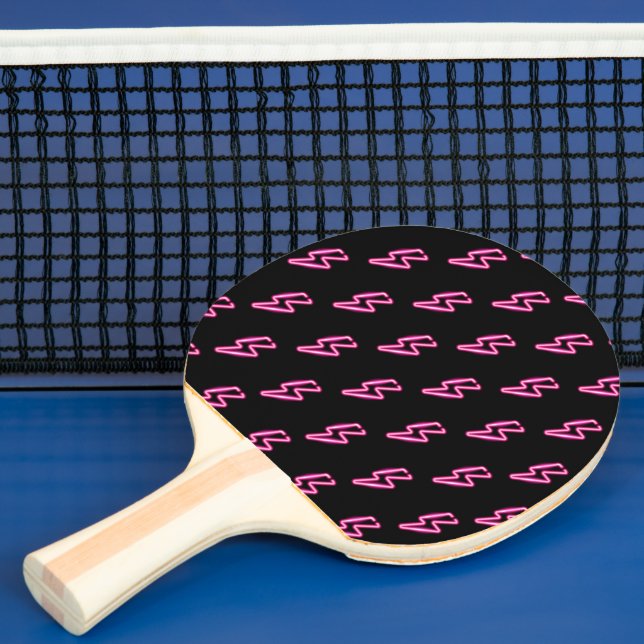 Pala De Ping Pong Patrón de pernos de luz de neón rosado (in situ)