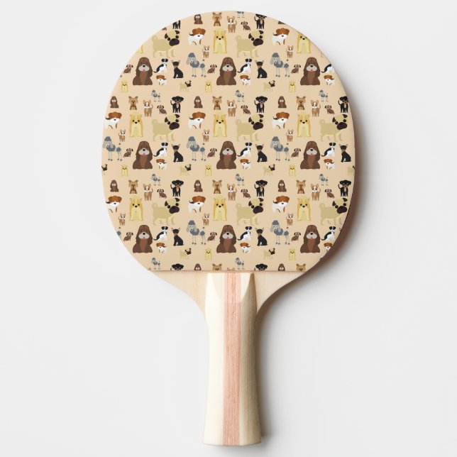 Pala De Ping Pong patrón de perros. (Anverso)