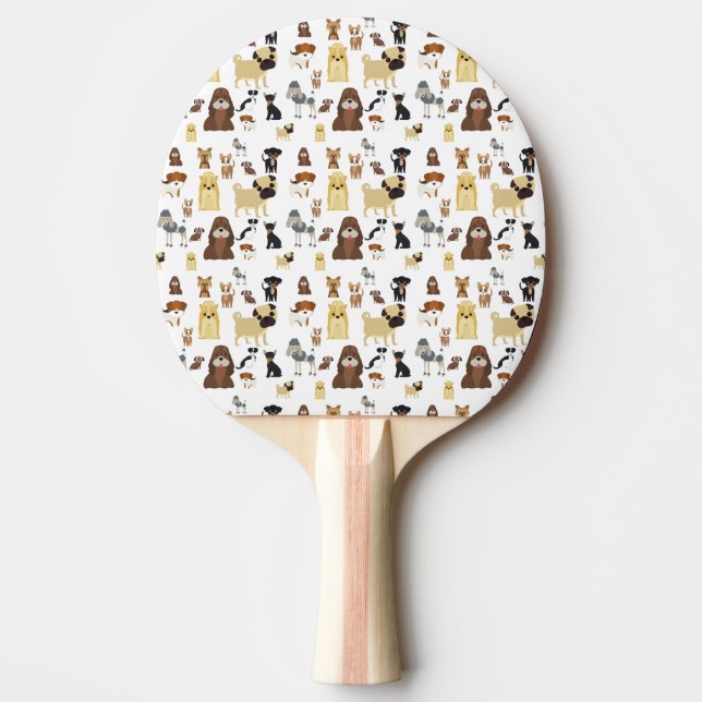 Pala De Ping Pong patrón de perros de fondo blanco. (Anverso)