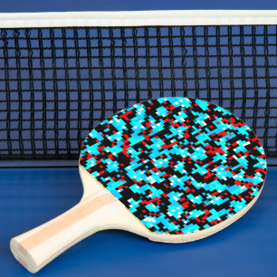 Pala De Ping Pong Patrón de píxeles gris rojo azul negro