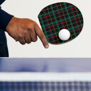 Pala De Ping Pong Patrón de plaid de Tartán, verde y rojo,