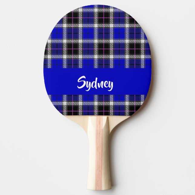 Pala De Ping Pong Patrón de plante azul nombre personalizado (Anverso)