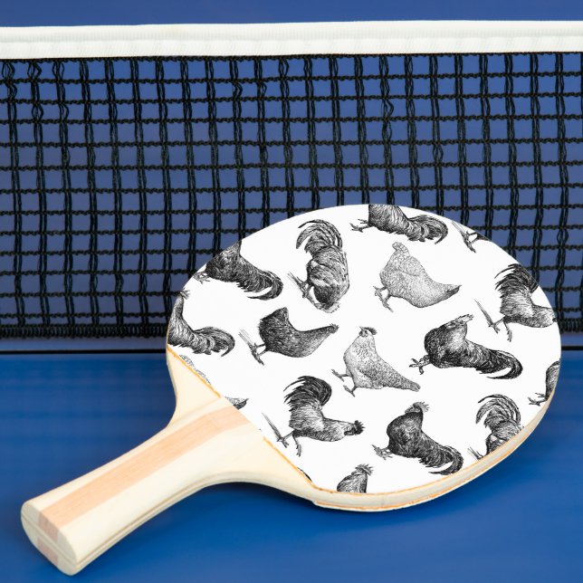Pala De Ping Pong Patrón de pollo de granja de campo retro (in situ)