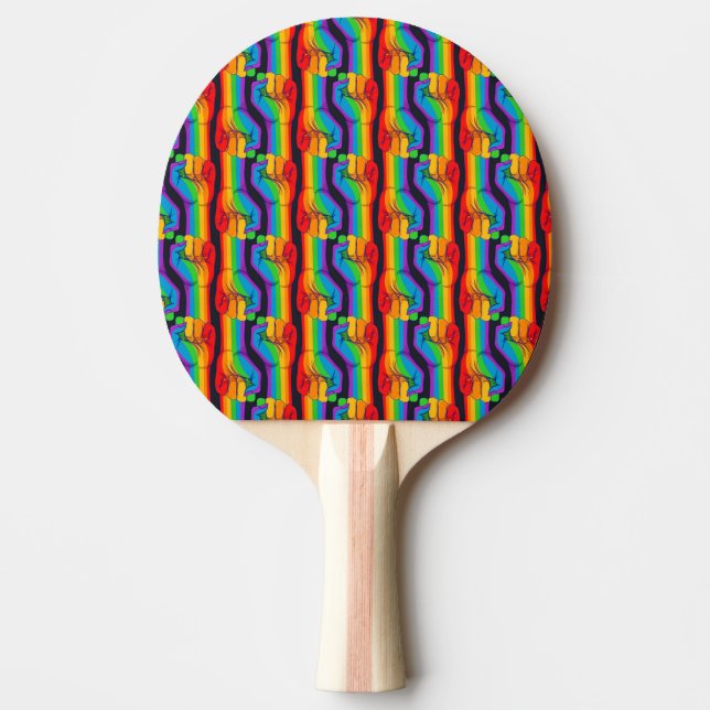 Pala De Ping Pong Patrón de puño arco iris (Anverso)