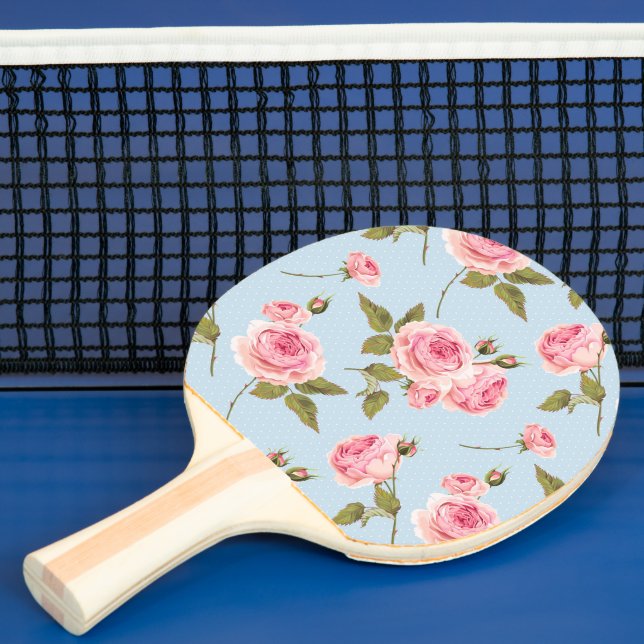 Pala De Ping Pong Patrón de puntos de polka y rosas (in situ)
