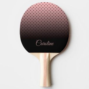 Pala De Ping Pong Patrón de puntos negros y Rosas