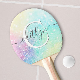 Pala De Ping Pong Patrón de Purpurina Pastel Bokeh personalizado