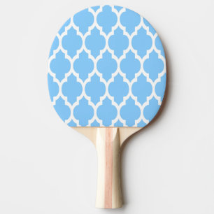 Pala De Ping Pong Patrón de quatrefol azul blanco marroquí #4