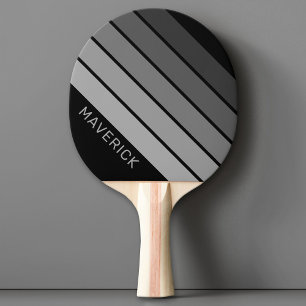 Pala De Ping Pong Patrón de rayas retro Viñeta gris negro
