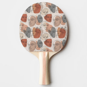 Pala De Ping Pong Patrón de rostro femenino abstracto