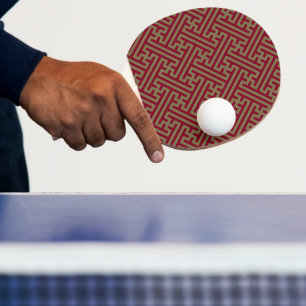 Pala De Ping Pong Patrón de Sayagata, japonés, borgoña y oro