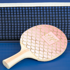 Pala De Ping Pong Patrón de sirena rosa y oro - Monogramado