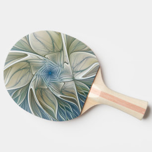 Pala De Ping Pong Patrón de sueño floral abstracto azul caqui fracta