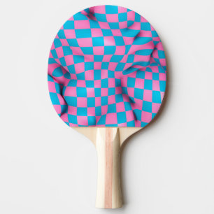 Pala De Ping Pong Patrón de tablero de cheques con abstracción rosa 