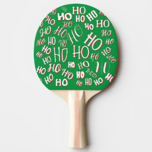 Pala De Ping Pong Patrón de texto de Navidad HO HO HO blanco verde r