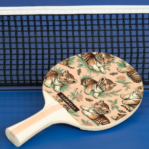 Pala De Ping Pong Patrón de tigre de bebé de cosecha blanca