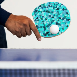 Pala De Ping Pong Patrón de triángulos Verde azulados modernos