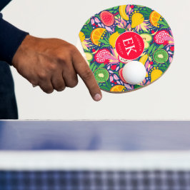 Pala De Ping Pong Patrón de verano de color acuático monograma de fr