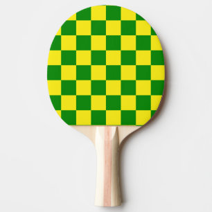 Pala De Ping Pong Patrón de verificación verde amarillo