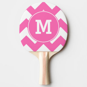 Pala De Ping Pong Patrón de Zigzag Rosa Caliente con Monograma