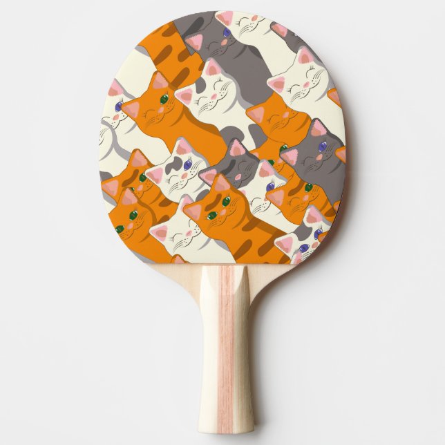 Pala De Ping Pong Patrón diagonal del gato negro jengibre (Anverso)