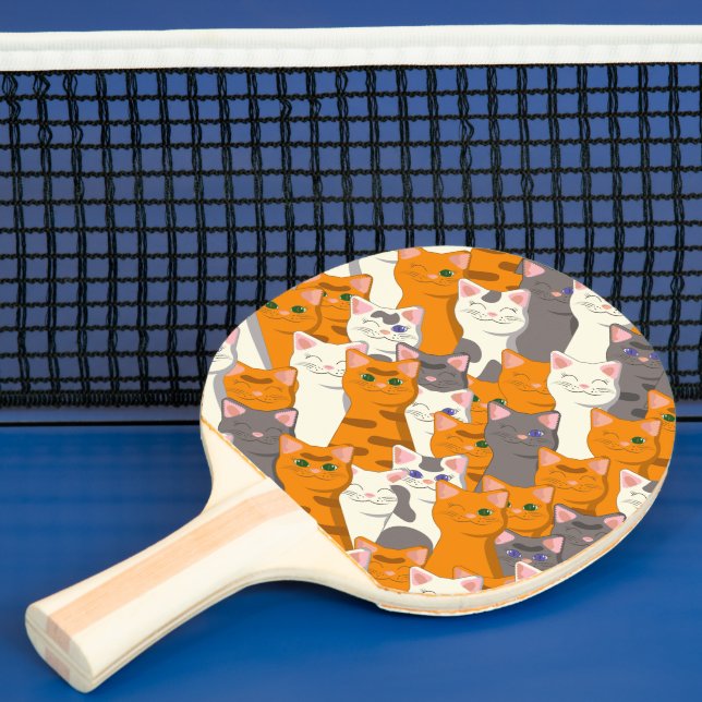 Pala De Ping Pong Patrón diagonal del gato negro jengibre (in situ)