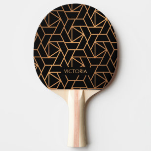 Pala De Ping Pong Patrón elegante negro y dorado
