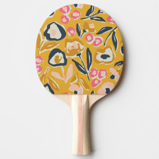 Pala De Ping Pong Patrón floral audaz y a mano de jardín de campo