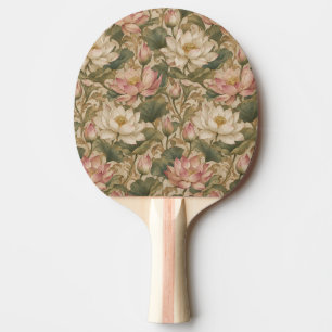 Pala De Ping Pong Patrón floral botánico de loto de agua vintage