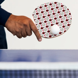 Pala De Ping Pong Patrón floral continuo de mariquita linda  