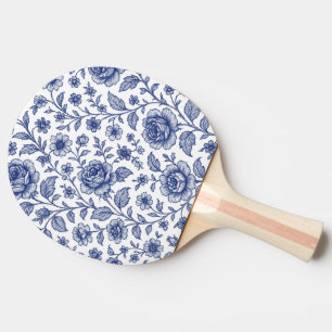 Pala De Ping Pong Patrón floral de Rosas azules reales
