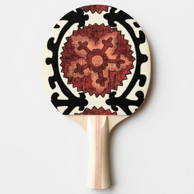 Pala De Ping Pong Patrón floral decorativo de estilo suzani (Anverso)
