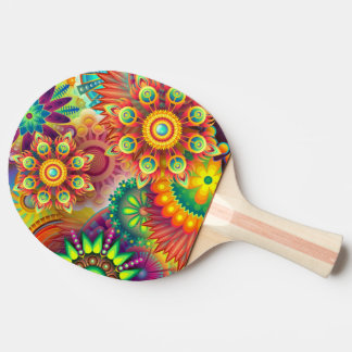 Pala De Ping Pong Patrón floral psicodélico