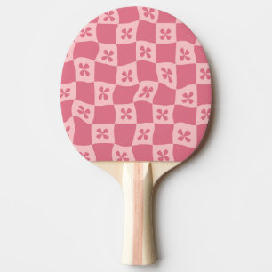 Pala De Ping Pong Patrón floral retro-rosado controlado