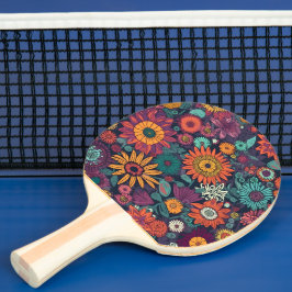 Pala De Ping Pong Patrón floral, un ramo de flores coloridas,