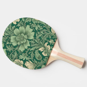 Pala De Ping Pong Patrón floral vintage verde sabio