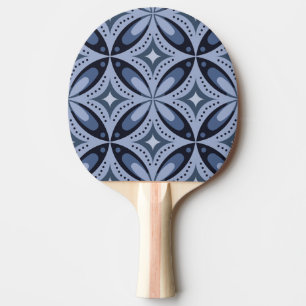 Pala De Ping Pong Patrón geométrico azul estilo retro