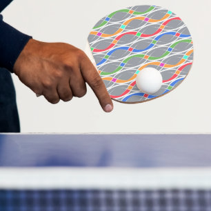 Pala De Ping Pong Patrón geométrico colorido.